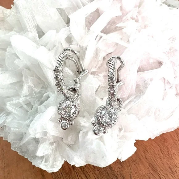 Judith Ripka Diamonique Hoop Earrings with removable Charm - Picture 4 of 10